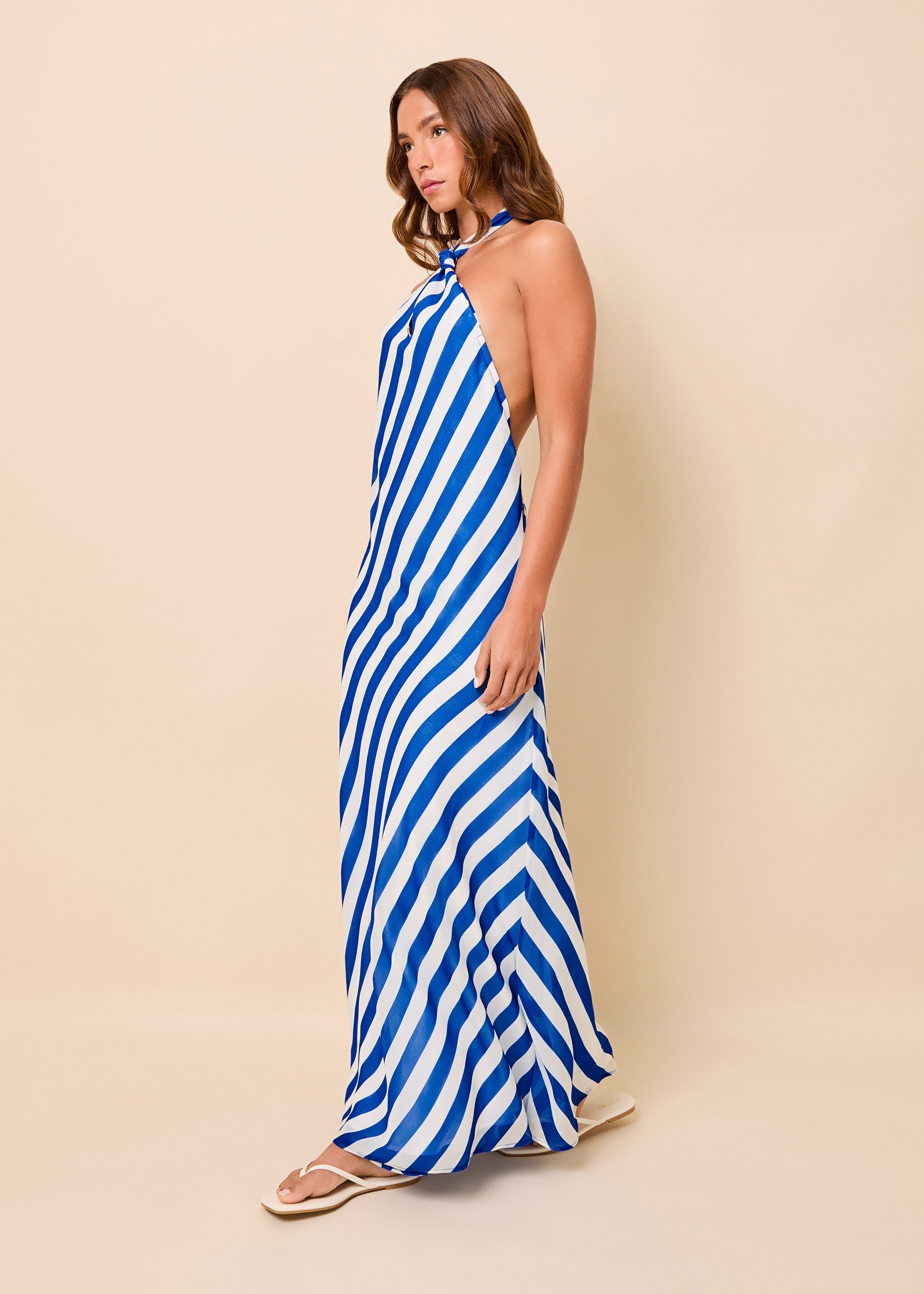 Brisa Reversible Dress Crinkle Sheer Olympian Blue Polka Dot / Stripe